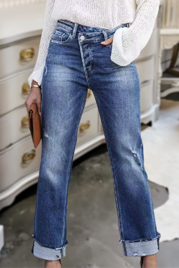 Chic Front Pocket Straight Leg Jeans