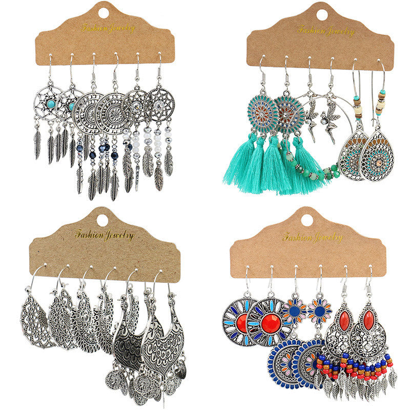 Dashingsoul Vintage boho Colorful Studded Earrings Set