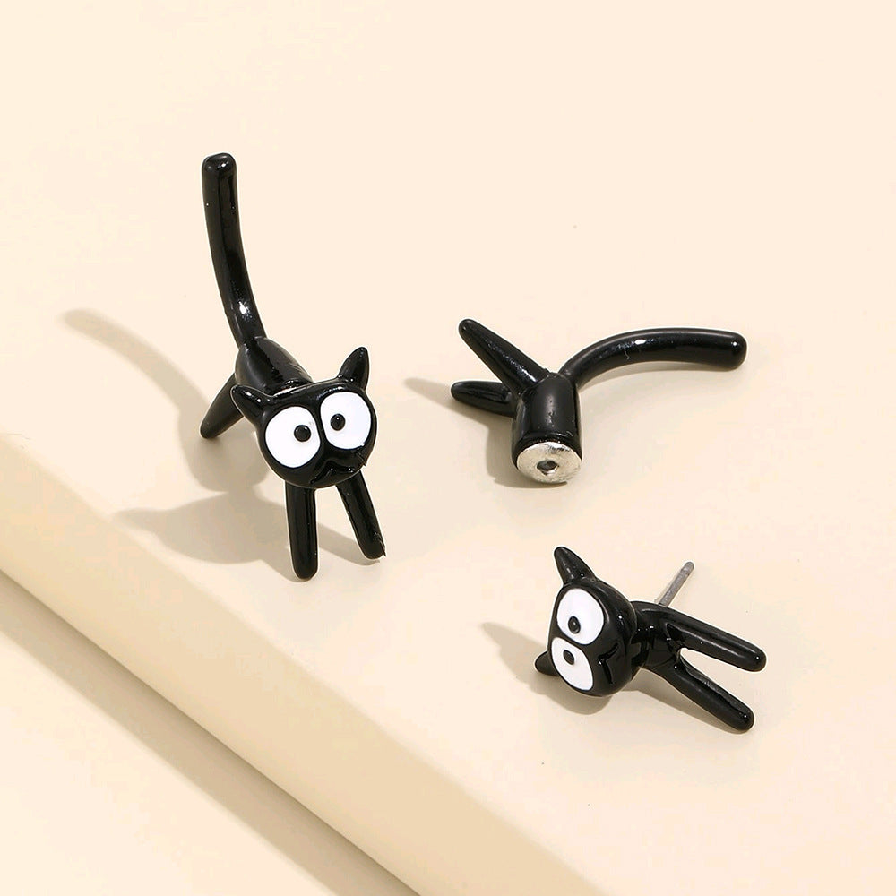 Dashingsoul Cute Black Cat Simple Earrings