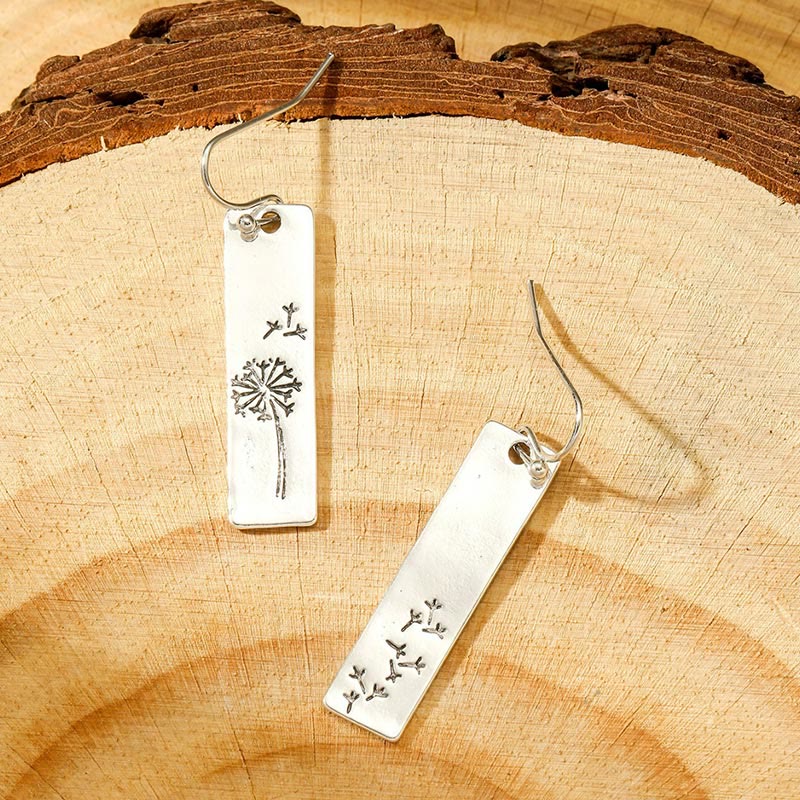 Simple Retro Rectangular Dandelion Earrings