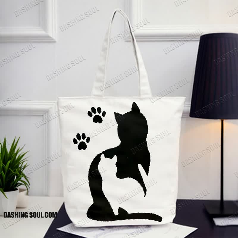 Funny Cat And Shadow Footprint Art Print Bag