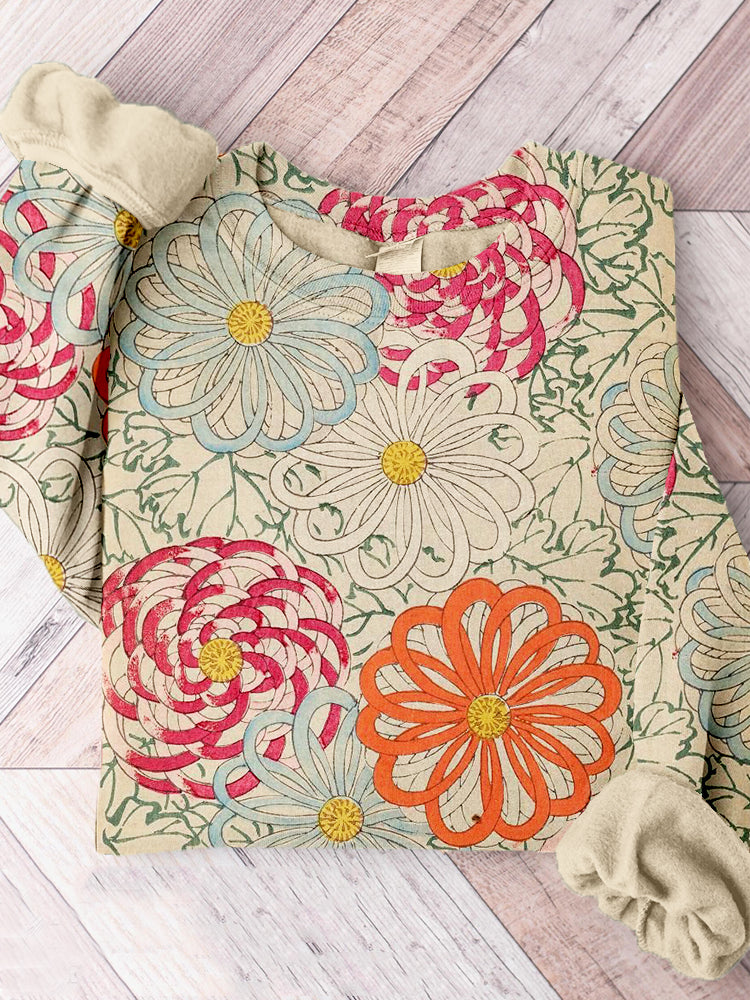 Vintage Japanese Art Pattern Comfy Sweatshirt