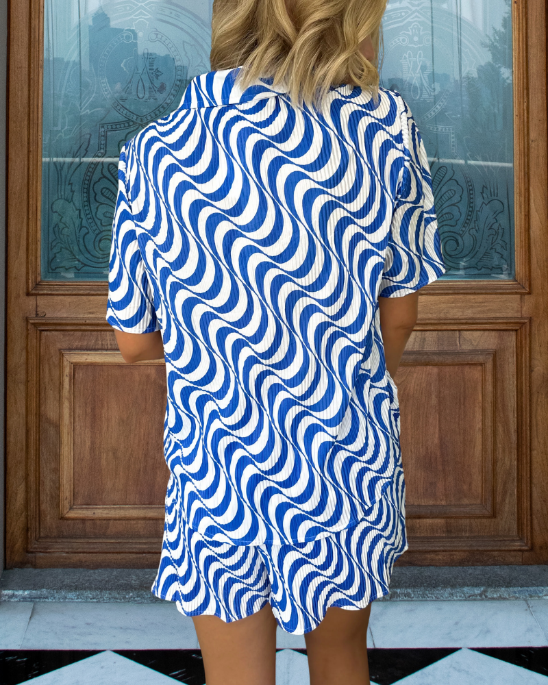 Wave Pleated Shorts Set