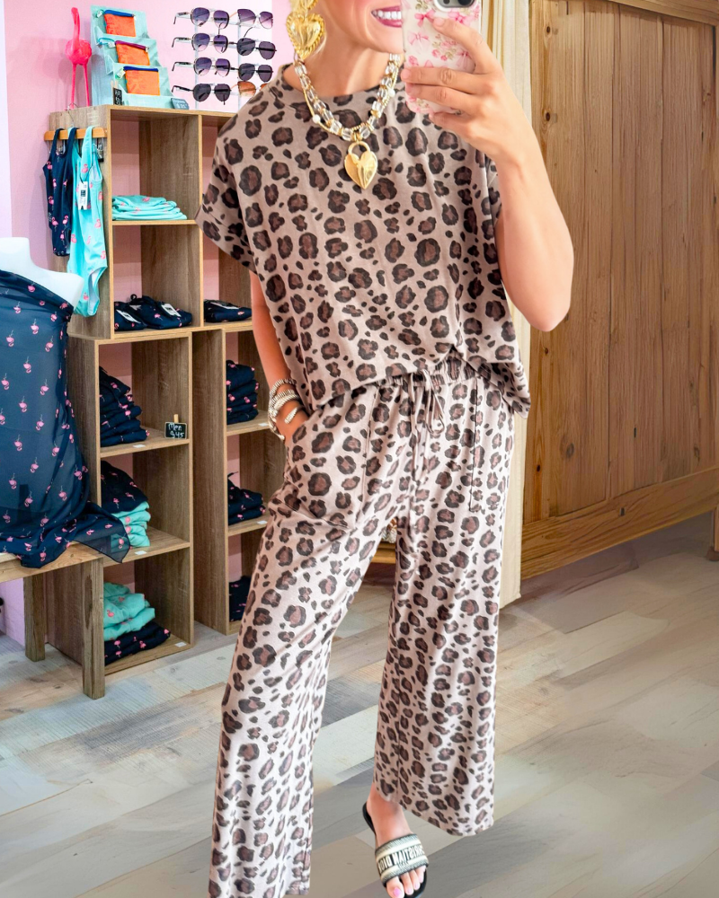 Leopard Print Polka Dot Set