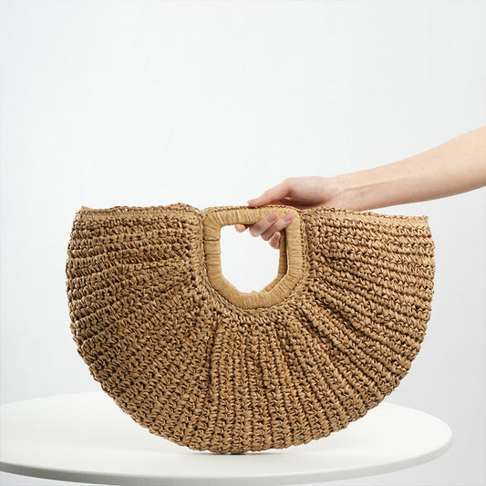 Dashingsoul Beach Vacation Western Fashion Semicircle Portable Portable Straw Bag