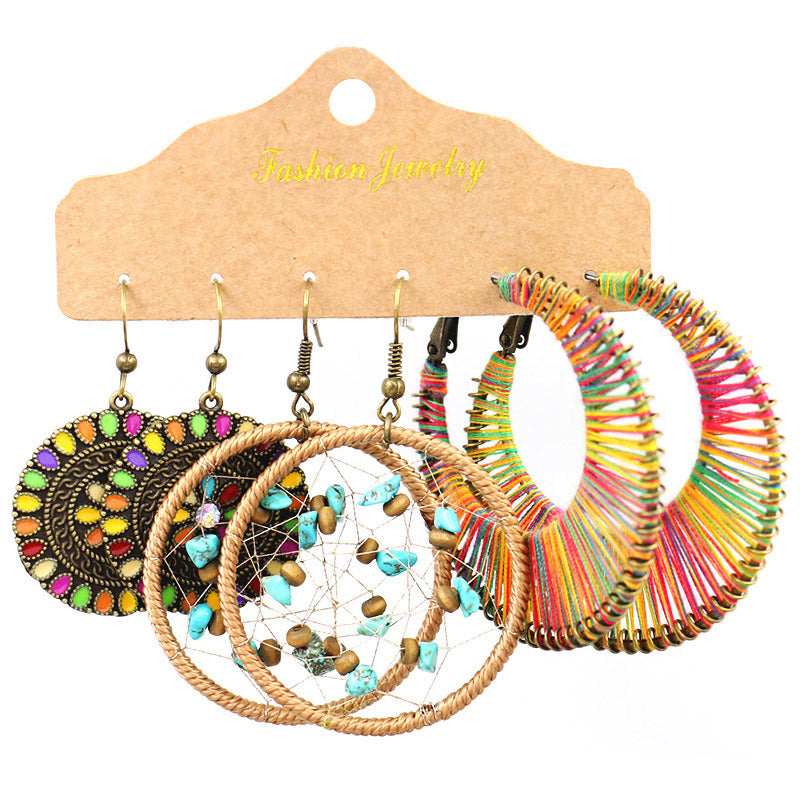 Dashingsoul Vintage boho Colorful Studded Earrings Set