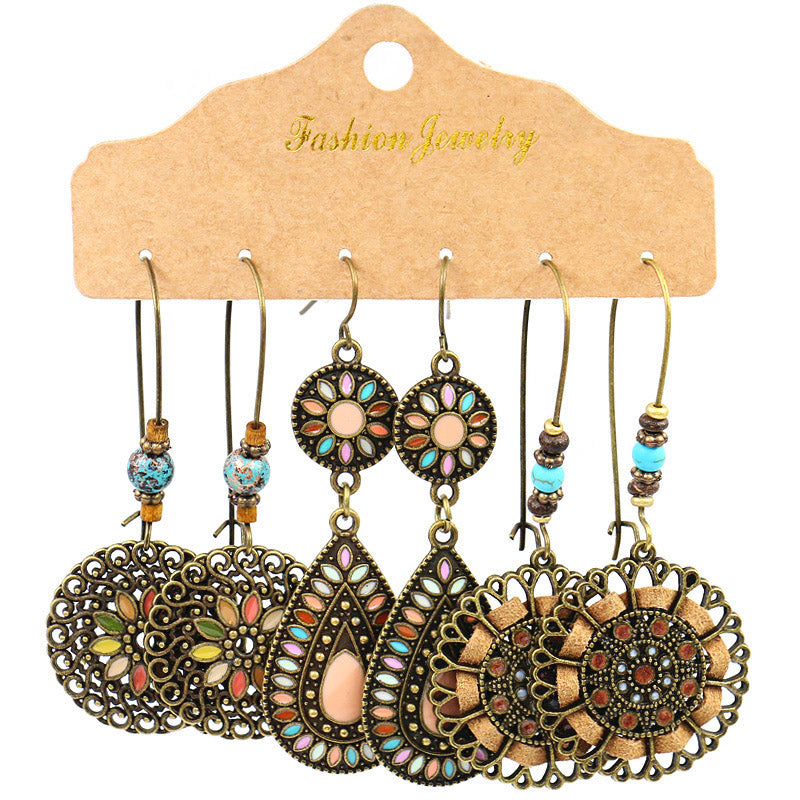 Dashingsoul Vintage boho Colorful Studded Earrings Set