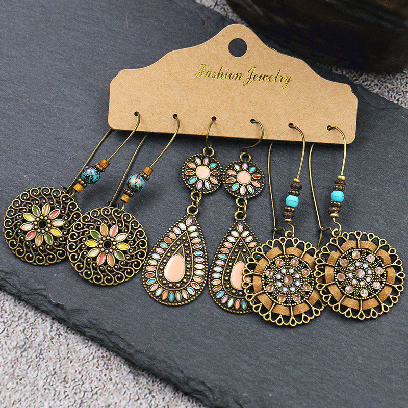 Dashingsoul Vintage boho Colorful Studded Earrings Set