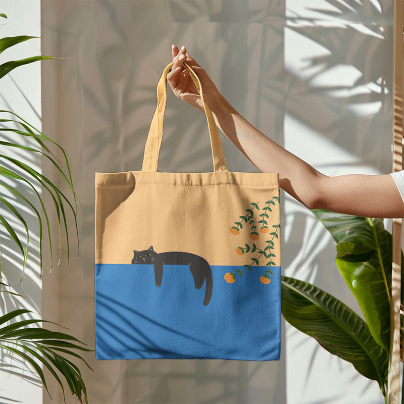 Dashingsoul Abstract Creative Lazy Black Cat Painting Art Bag