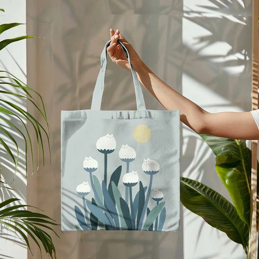 Dashingsoul Abstract Creative Spring Cute Cat And Plant Painting Art Bag