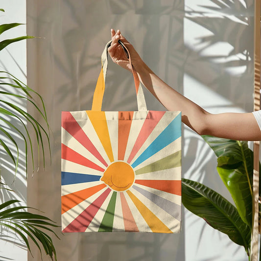 Dashingsoul Cute Kitten Rainbow Sun Ray Art Bag