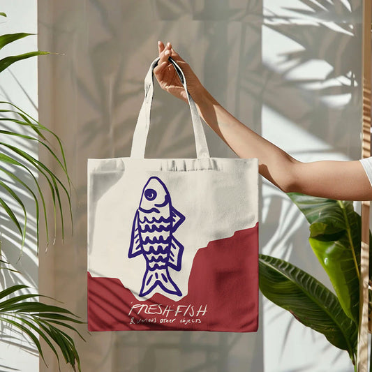 Dashingsoul Japanese Style Silme Drawing Pnesh Fish Art Print Bag