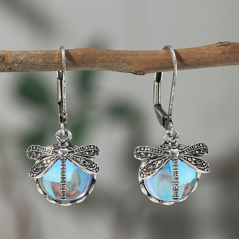Bohemian Vintage Dragonfly Crystal Drop Earrings
