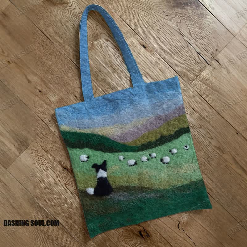 Grassland Sheep ＆ Pastoral Sheepdog Art Print Bag