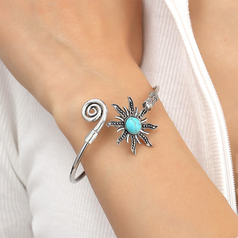 Women's Vintage Sunflower Turquoise Alloy Bracelet