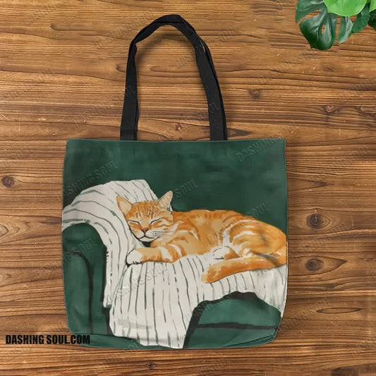 Cute Sleeping Cat Print Bag