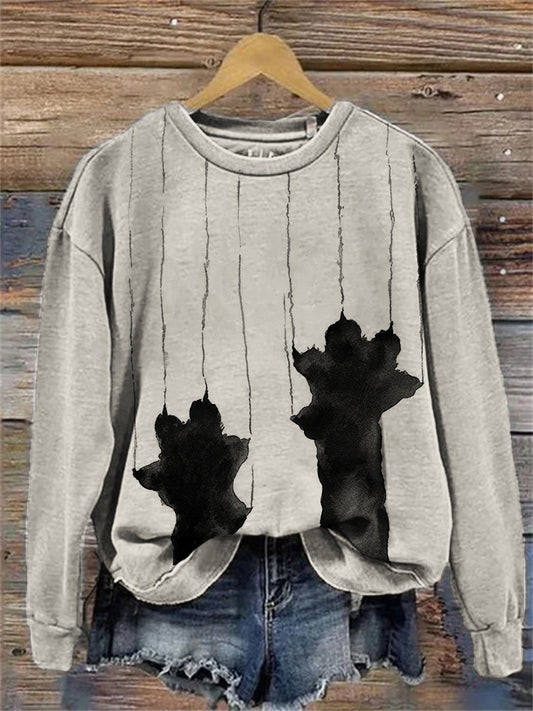Black Cat Paws Ink Art Comfy Sweatshirt