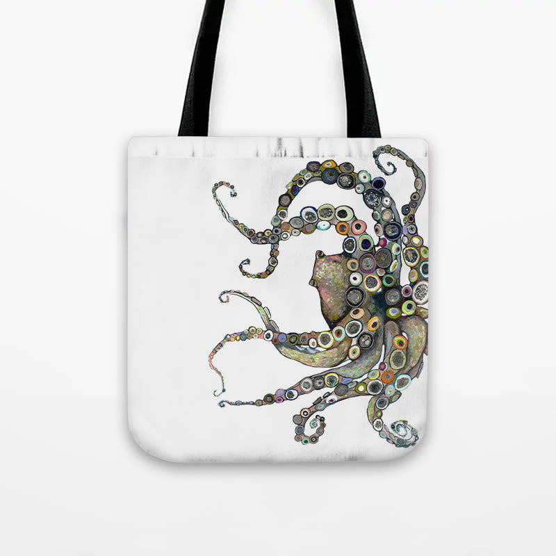 Dashingsoul Colorful Octopus Oil Painting Print Bag