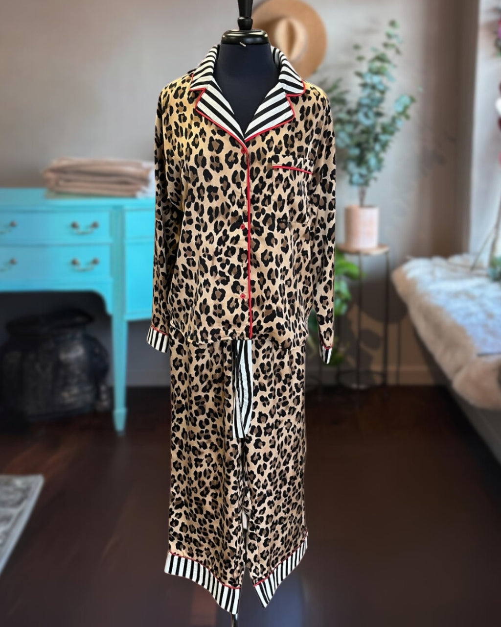 Leopard Satin PJ Set