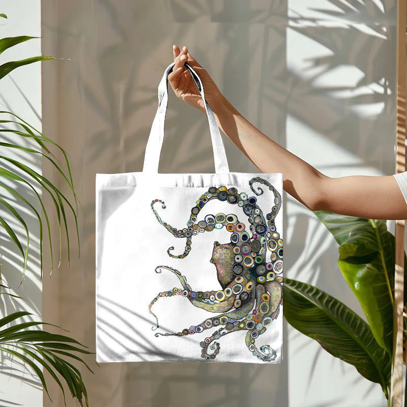Dashingsoul Colorful Octopus Oil Painting Print Bag