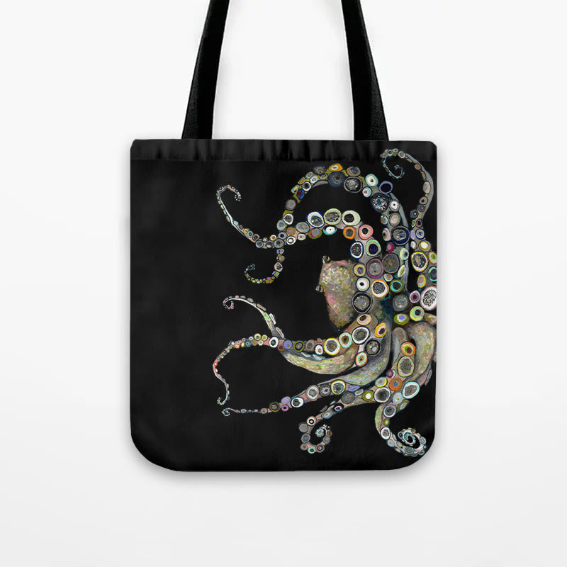 Dashingsoul Colorful Octopus Oil Painting Print Bag
