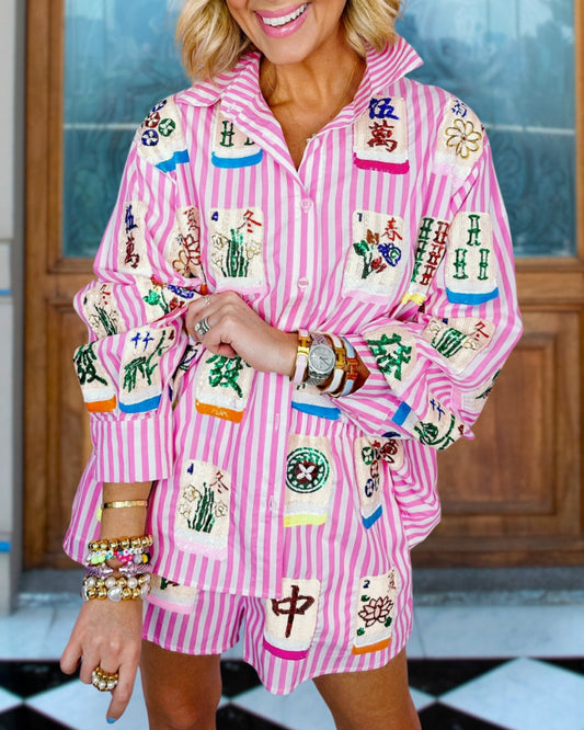 Striped Mahjong Sequin Set