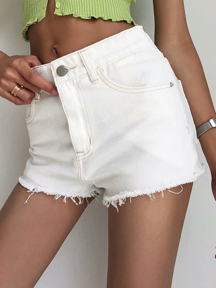 Dashingsoul Casual Pockets Tassels Denim Shorts