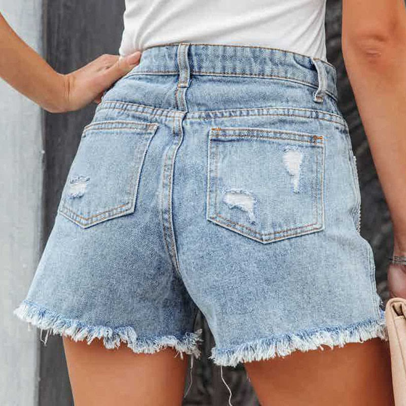Dashingsoul Distressed Fringe Denim Shorts