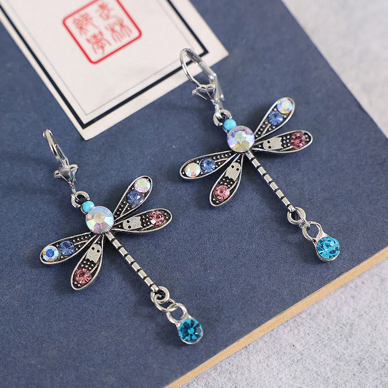 Women's Fashion Colored Dragonfly Earrings