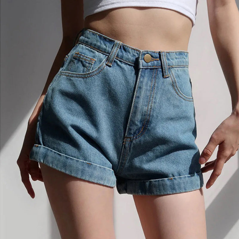 Dashingsoul Casual Pockets Button Denim Shorts