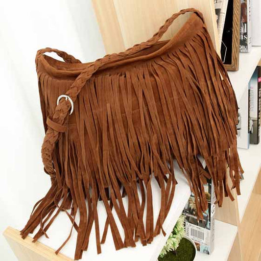 Dashingsoul Women'S Solid Color Tassel Messenger Bag