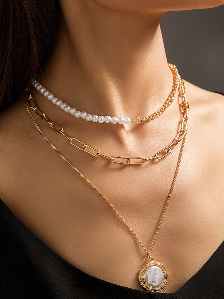 Dashingsoul Fashion Pearl Three Layer Necklace